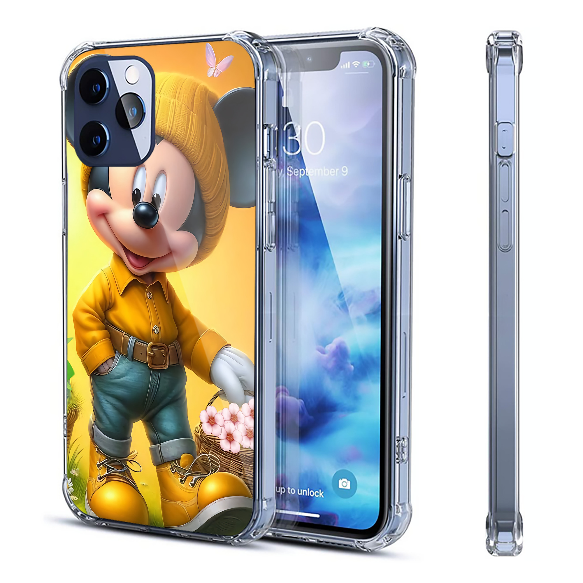 （画像用） ミッキーマウス Mickey Mouse 【iPhone 12シリーズ対応】透明スマホケース（クリアソフトケース）